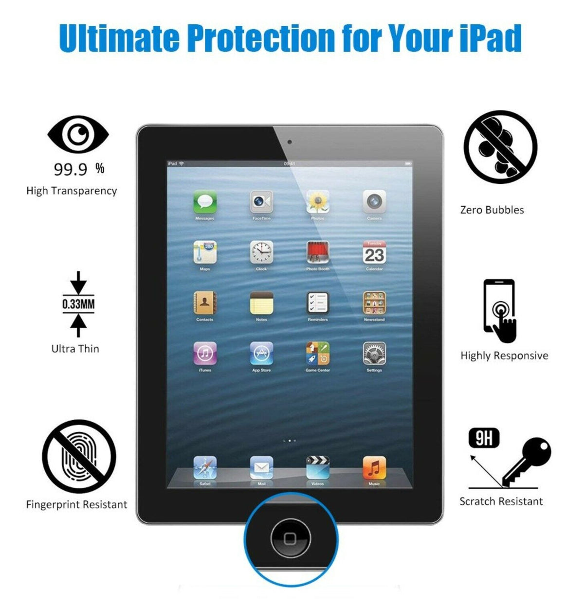 Tempered Glass 9H Screen Protector For iPad 7 / 8 / 9 - 10.2"