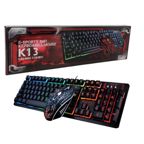Gaming Keyboard Mouse Combo K13 Wired Rainbow Led Backlit for PC Laptop PS4 Xbox