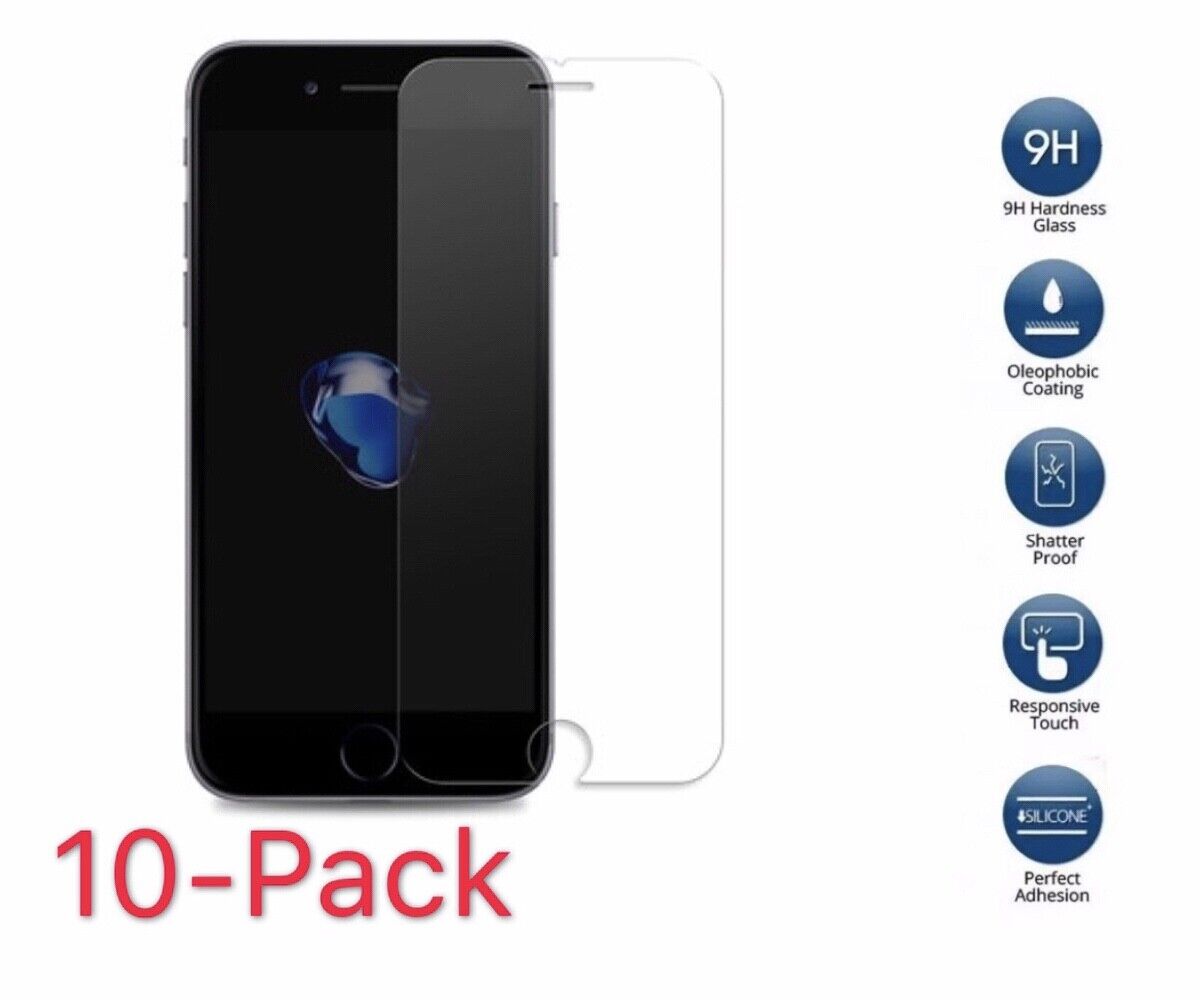 10 Pack Tempered Glass 9H Screen Protector for iPhone 6 Plus /6S Plus /7P / 8 Plus