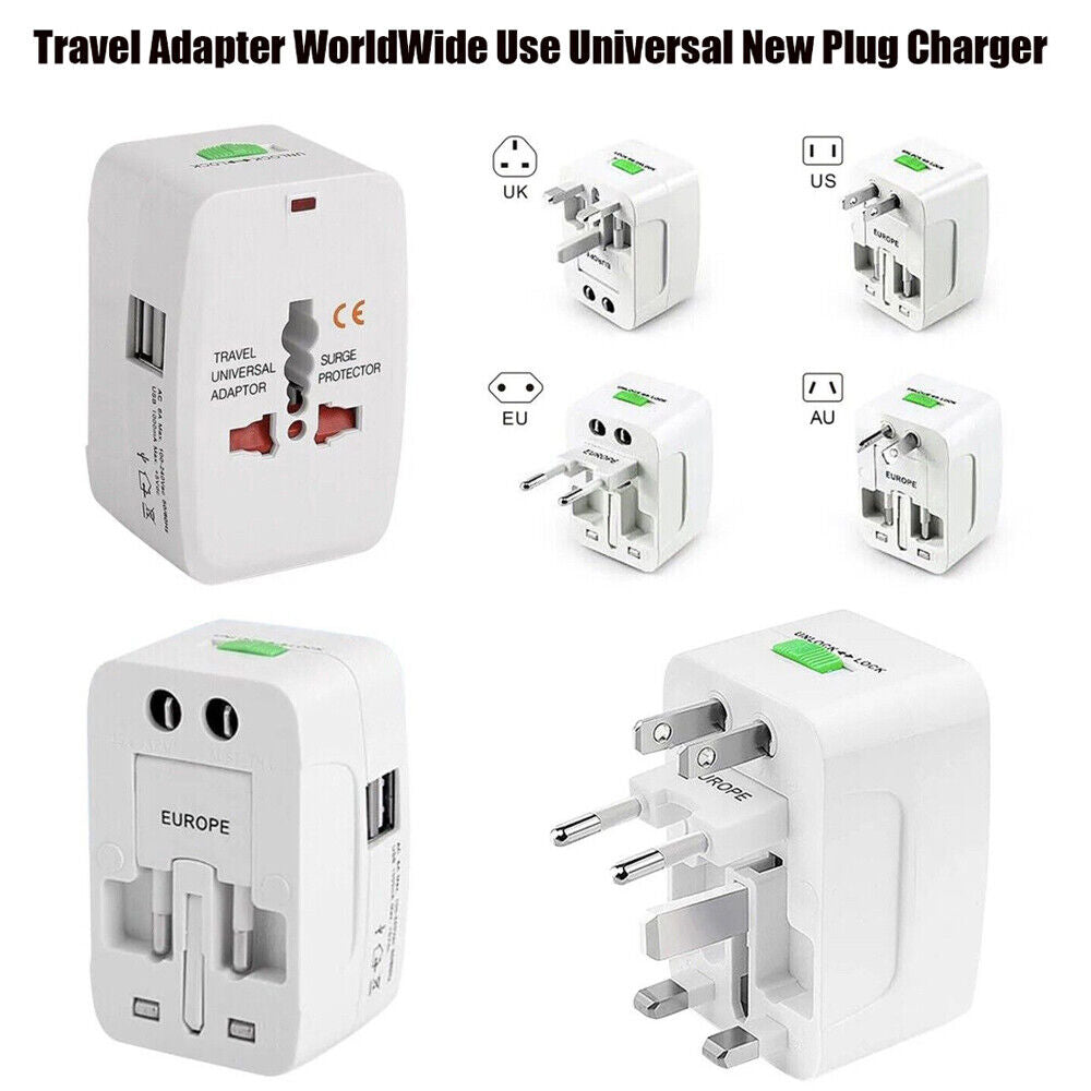 Universal Travel Adapter Worldwide Used Plug 2 USB Multi Function Socket Charger