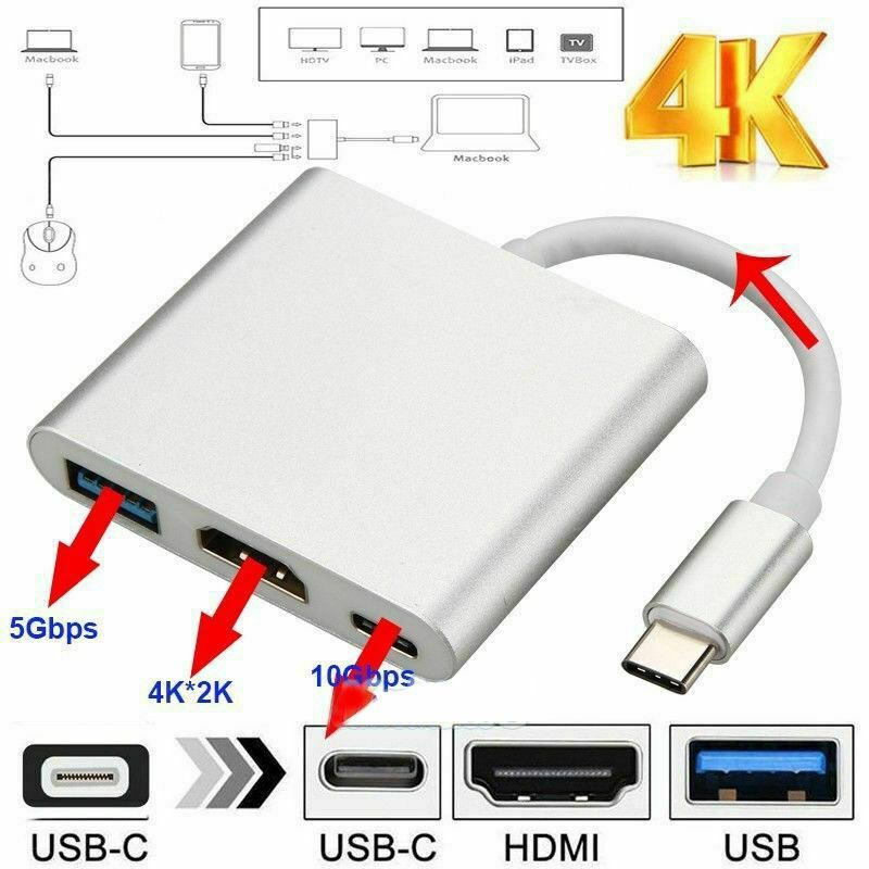 USB Type C to HDMI HDTV TV Cable Adapter Converter For USB-C Phone Tablet